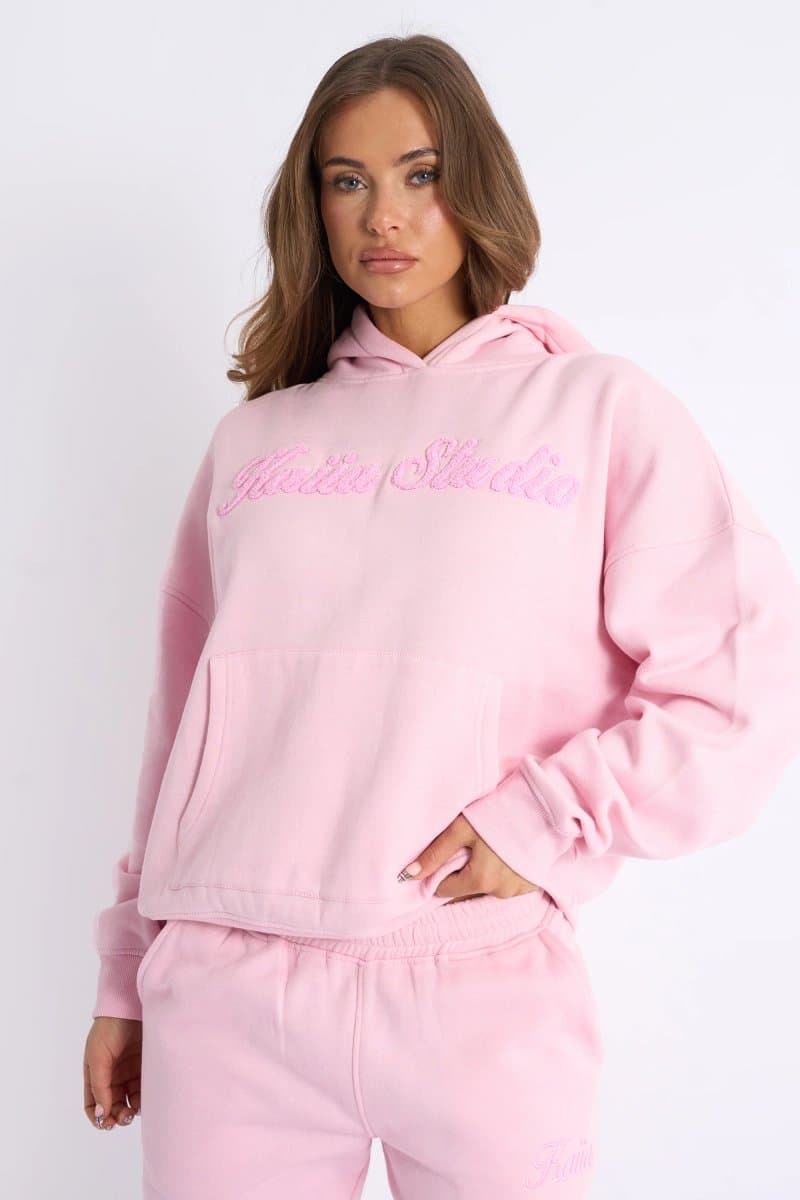Kaiia Kaiia Studio Borg Script Logo Oversized Hoodie Baby Pink