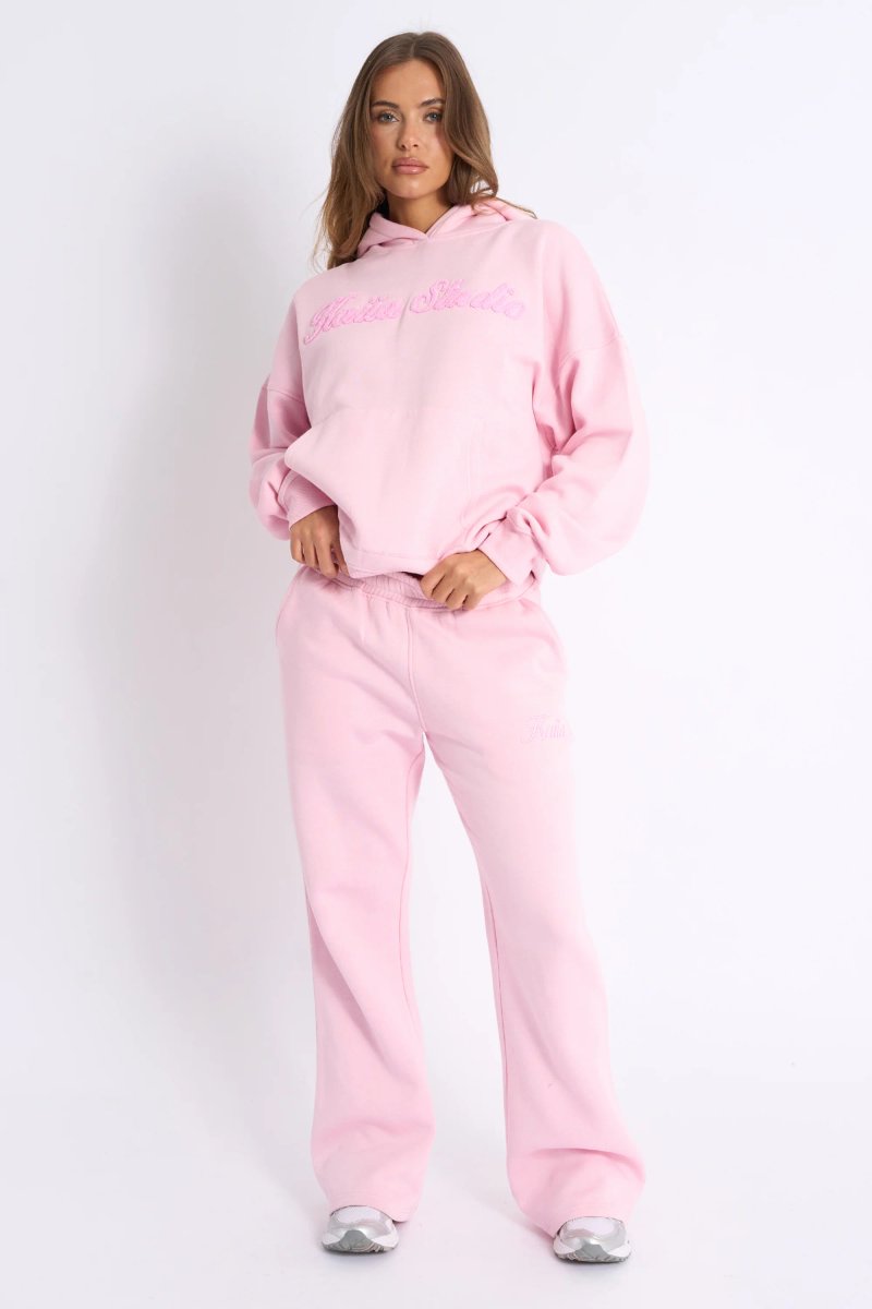 Kaiia Kaiia Studio Borg Script Logo Oversized Hoodie Baby Pink - 4