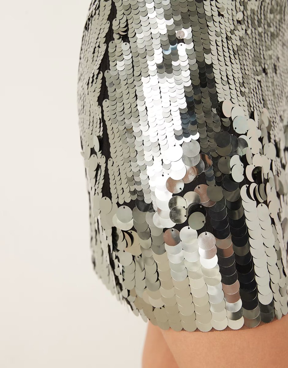 ASOS Gina Tricot sequin mini skirt in dark green - 4