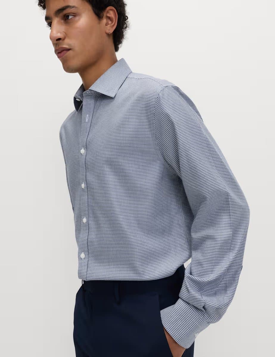 Marks & Spencer M&S Utimate Regular Fit Non Iron Cotton Shirt Dark Ink