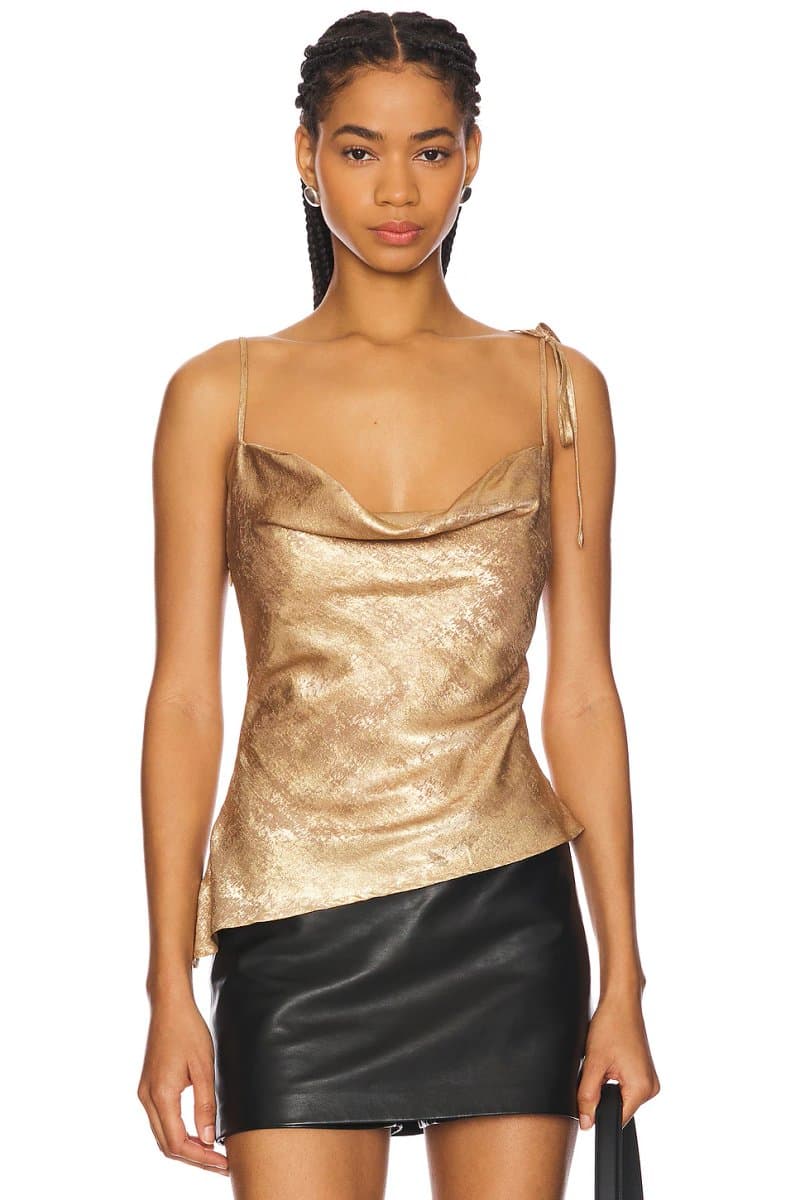 revolve Revolve Gold Metallic Cami Top