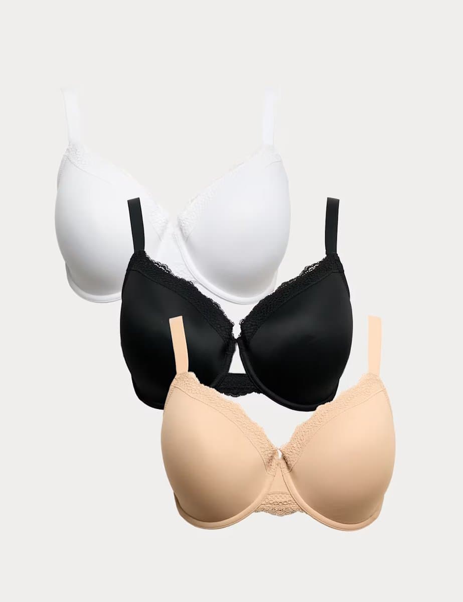 Marks & Spencer M&S 3pk Wired Full Cup Bras F-H Black Mix