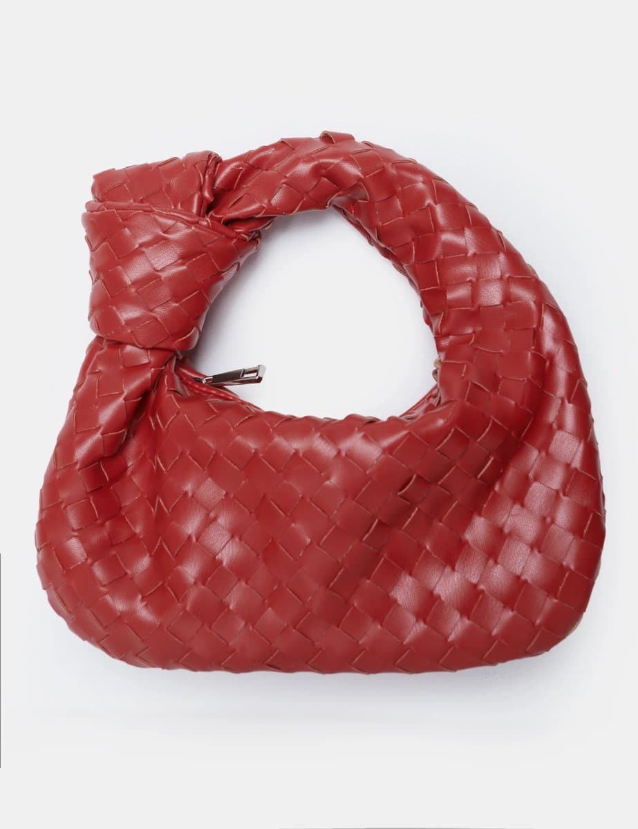 Public Desire Public Desire Red Woven PU Knot Detail Mini Bag