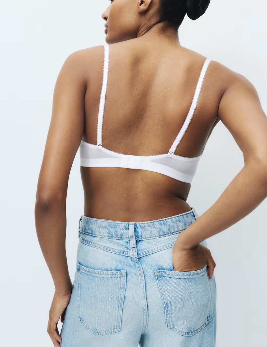 Marks & Spencer M&S Jasmine Lace Non Wired Plunge Bra (A-E) White - 4