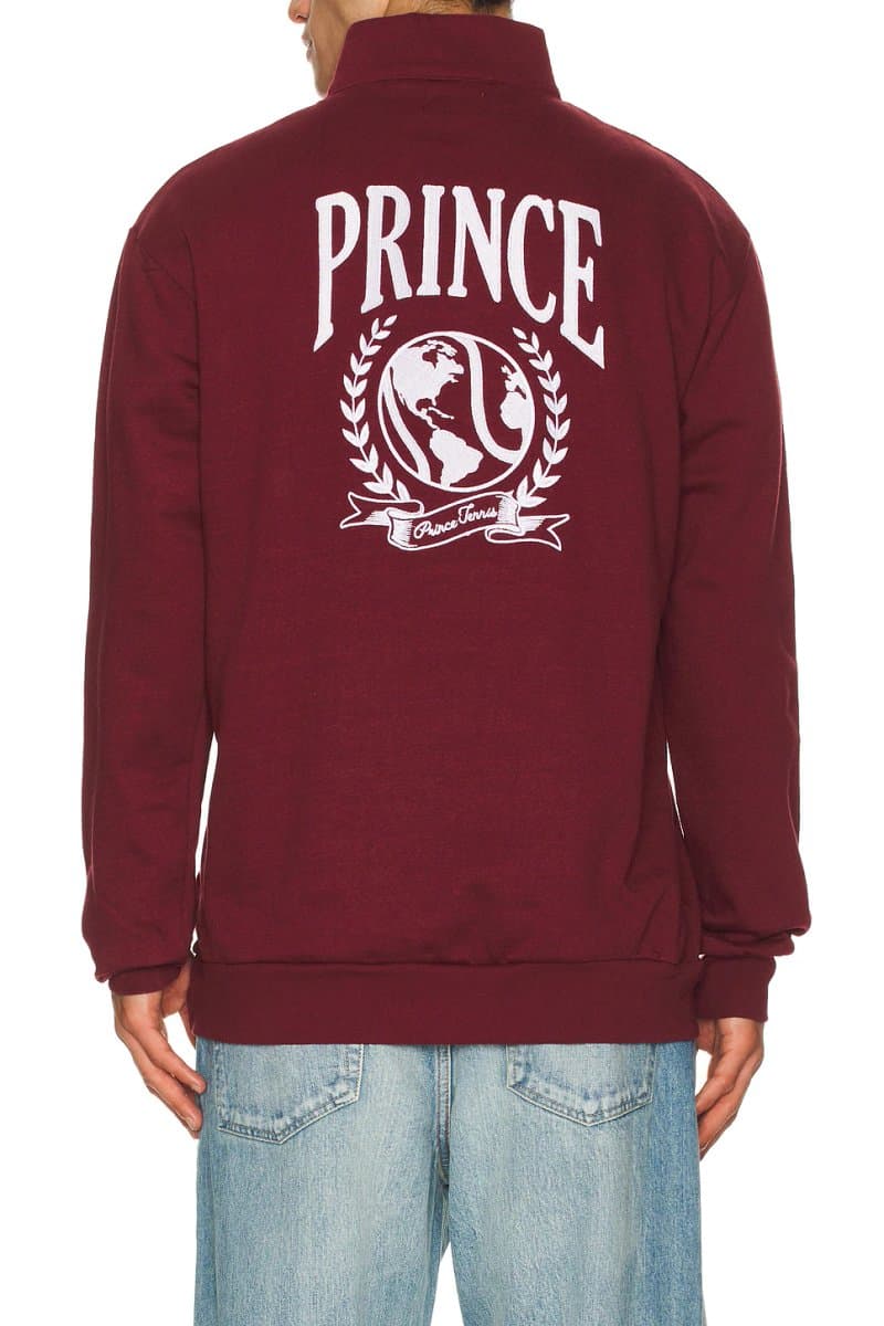 revolve Revolve Prince Tennis Fleece Quarter Zip Jumper in Burgundy