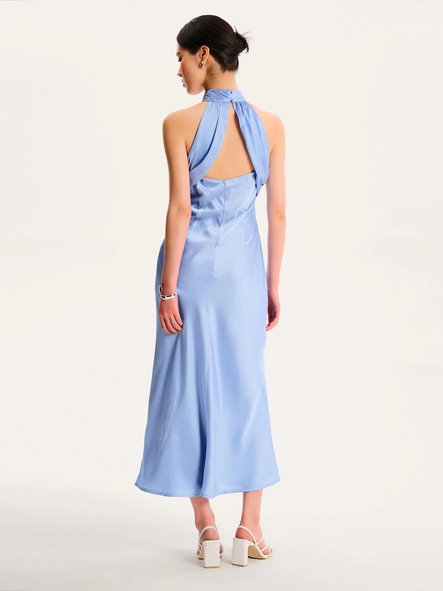 OMNES Seychelles Drape Back Detail Dress in Light Blue - 4