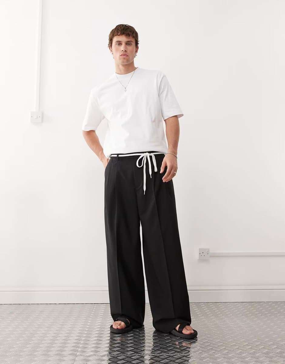 ASOS ASOS Weekday Black Wide Leg Tailored Trousers