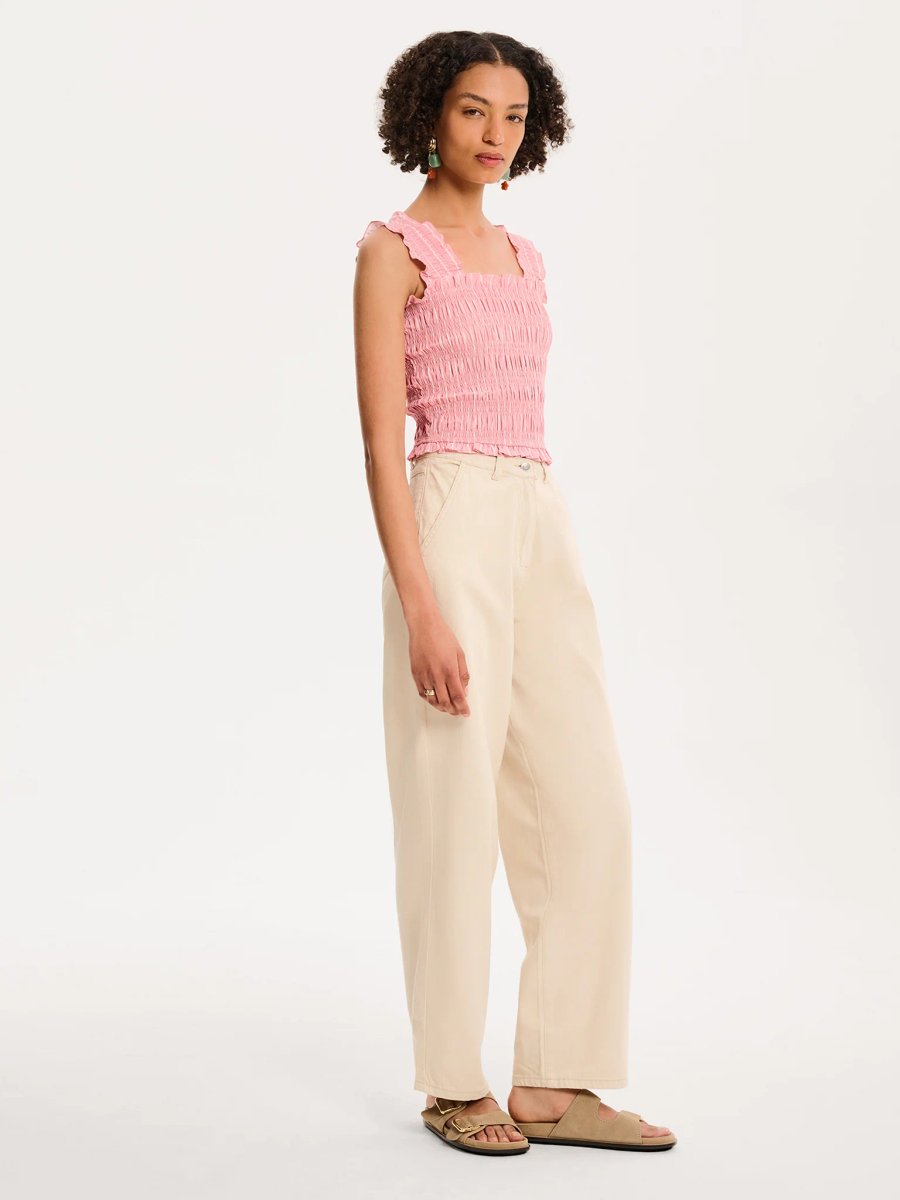 OMNES Macy Top in Pink and White Stripe - 3