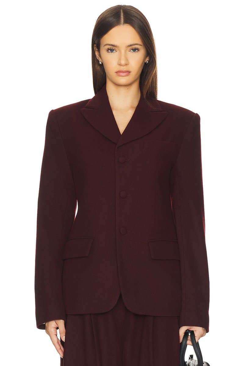 revolve Revolve Wool Single Breasted Blazer in Oxblood