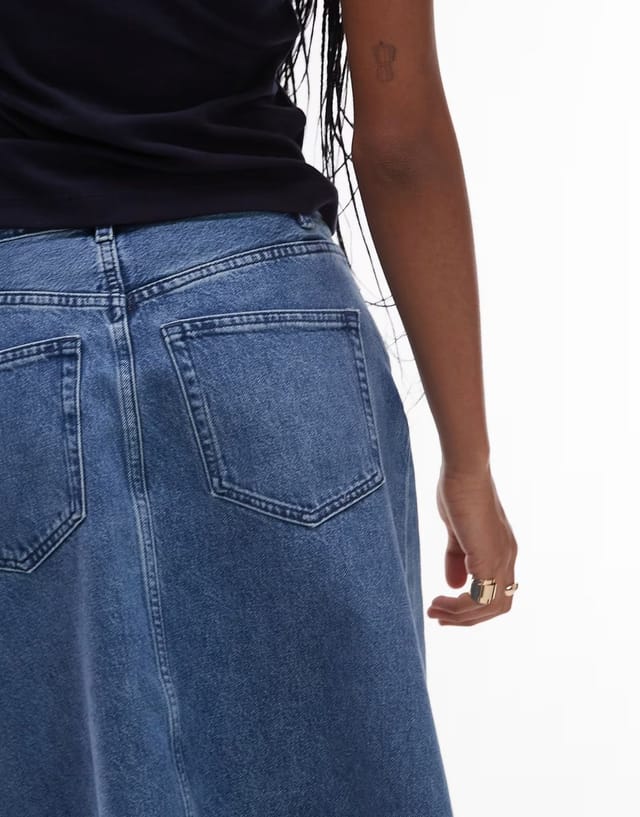 ASOS ARKET denim midi wrap skirt in  mid washed blue - 3