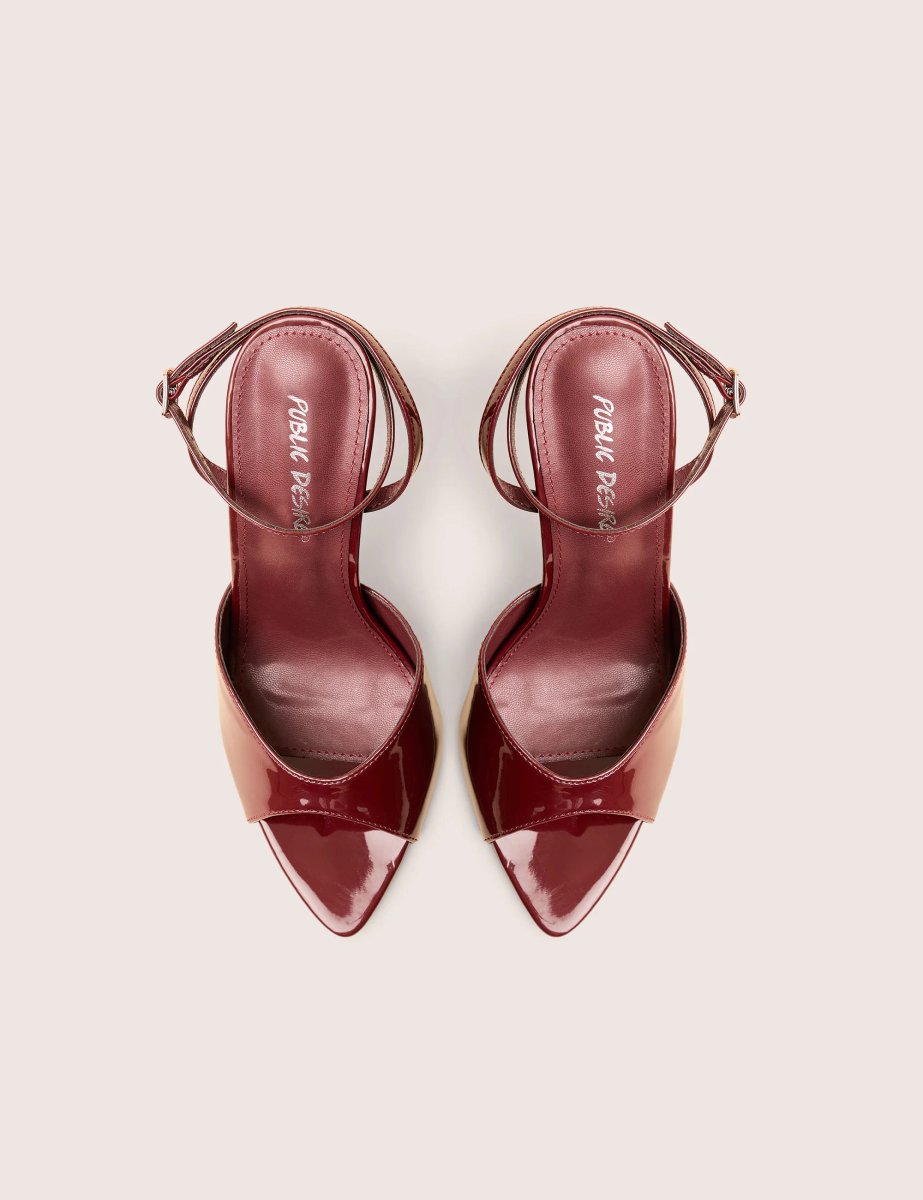 Public Desire Caught on Wine Peep Toe Curved High Heel - 2