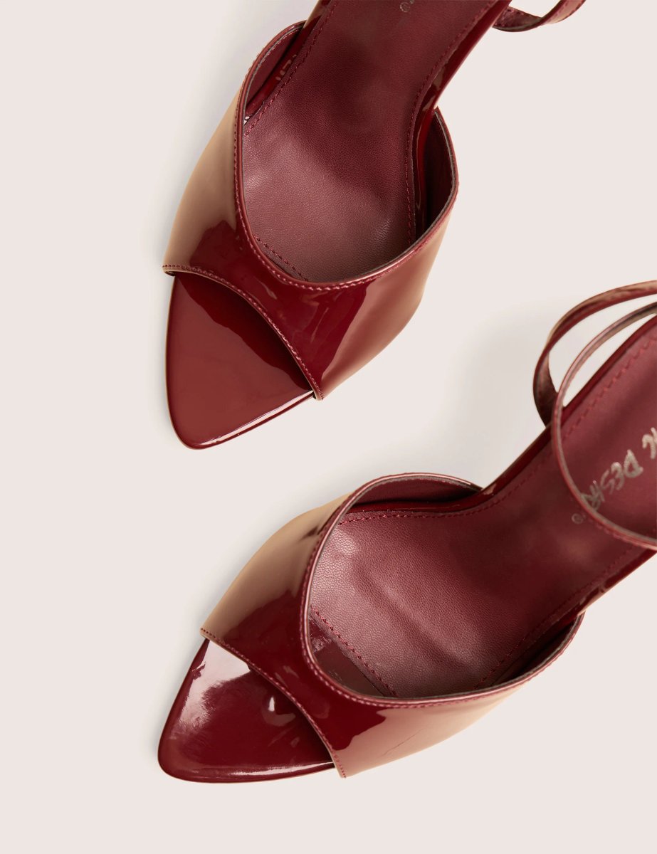 Public Desire Caught on Wine Peep Toe Curved High Heel - 4