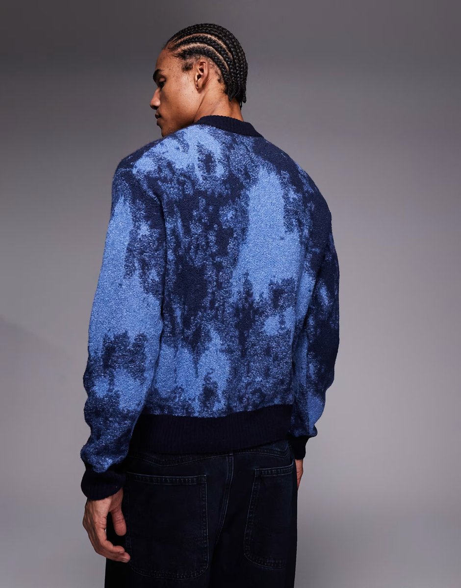 ASOS Boss Orange kradar relaxed fit camo crew neck knitted jumper in navy - 3