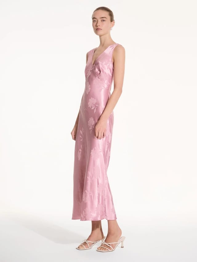 OMNES Iris Jacquard Dress in Vintage Pink - 2