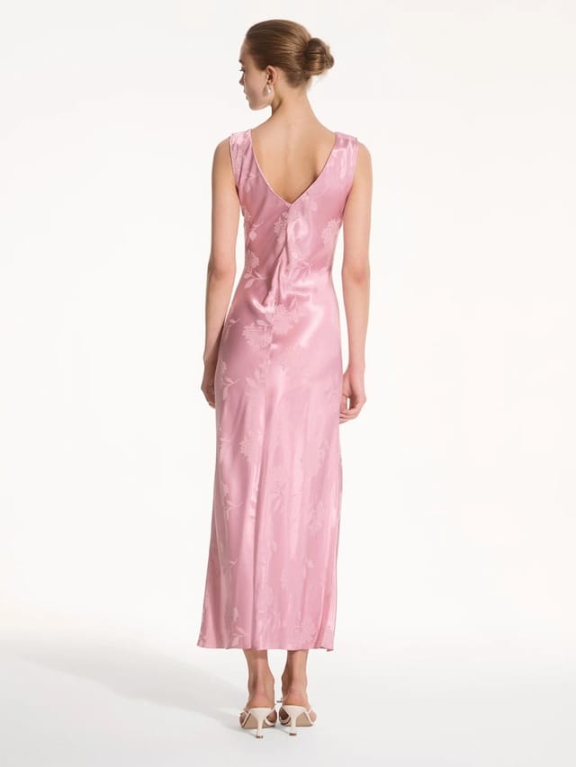 OMNES Iris Jacquard Dress in Vintage Pink - 3
