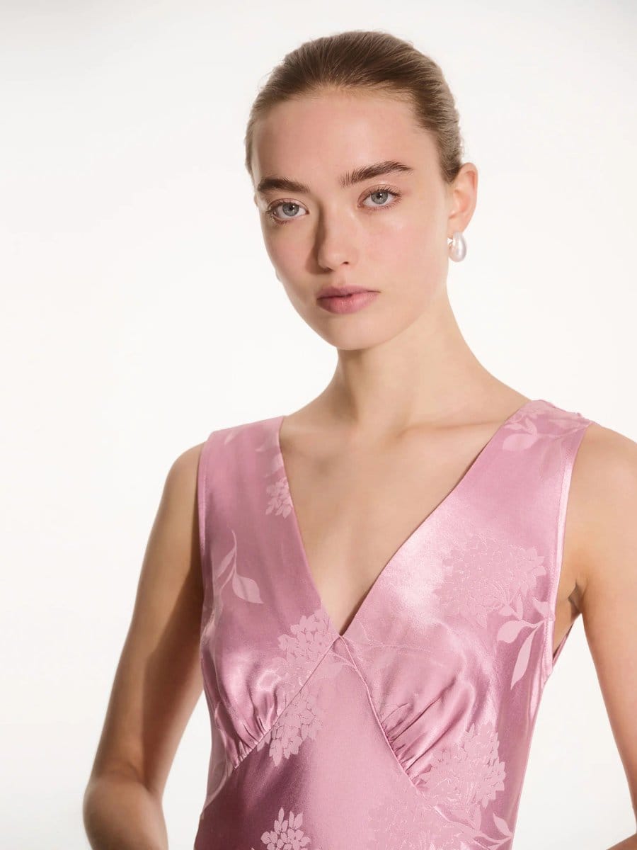 OMNES Iris Jacquard Dress in Vintage Pink - 4