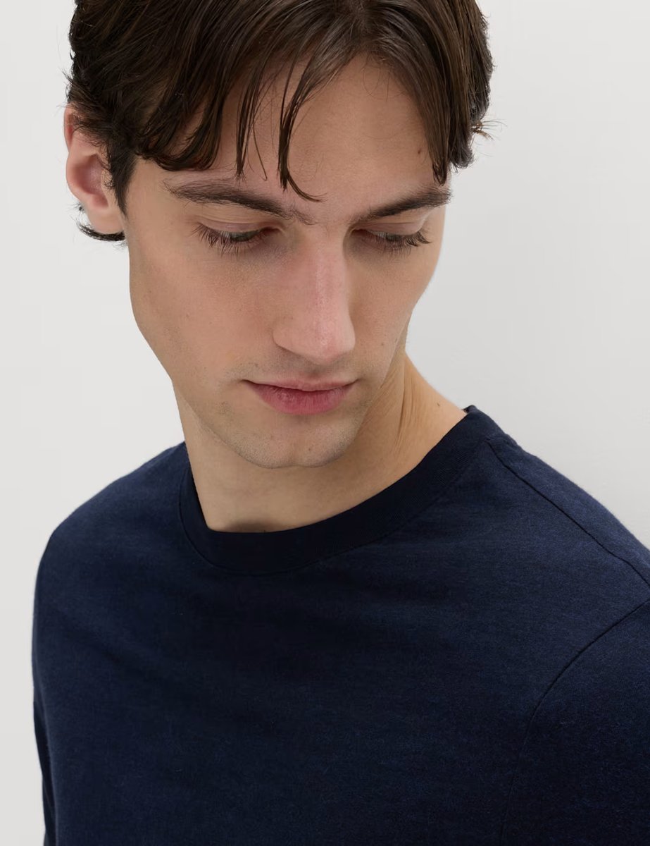 Marks & Spencer M&S 2 Pack Pure Cotton Long Sleeve T-Shirts Dark Ink - 2