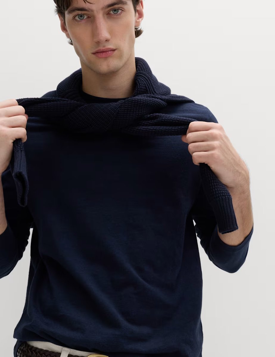 Marks & Spencer M&S 2 Pack Pure Cotton Long Sleeve T-Shirts Dark Ink - 4