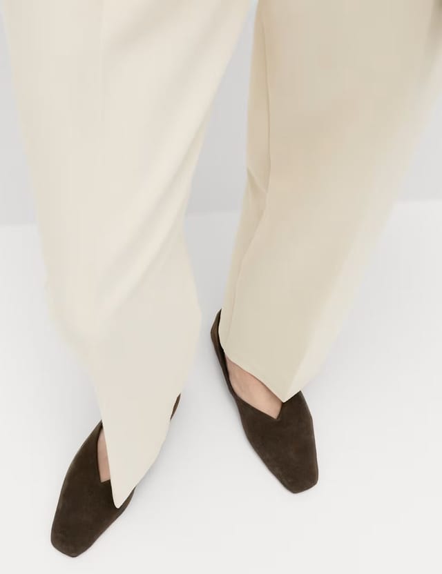 Marks & Spencer M&S Tailored Straight Leg Trousers Ecru - 2