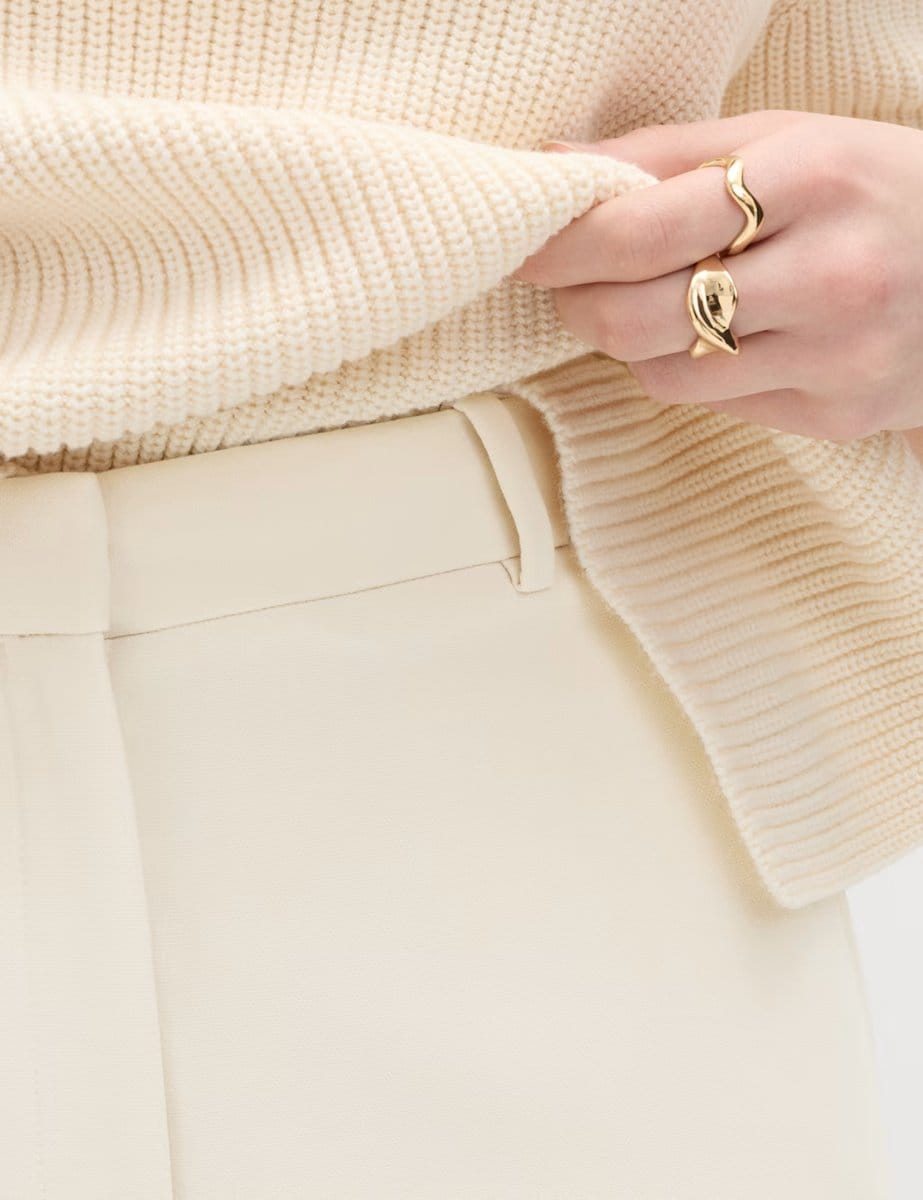 Marks & Spencer M&S Tailored Straight Leg Trousers Ecru - 4