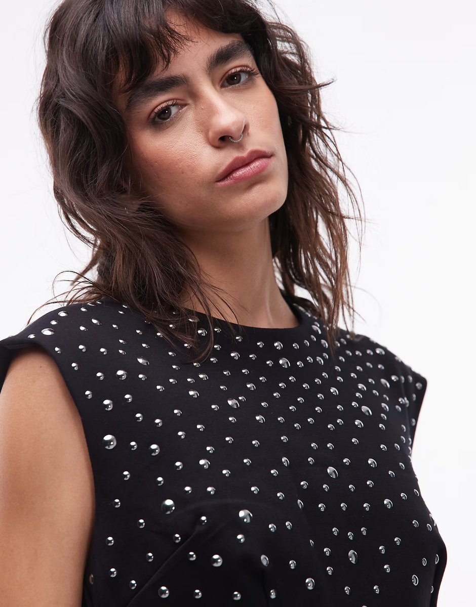 ASOS Allsaints tamara embellished mini dress in black - 3