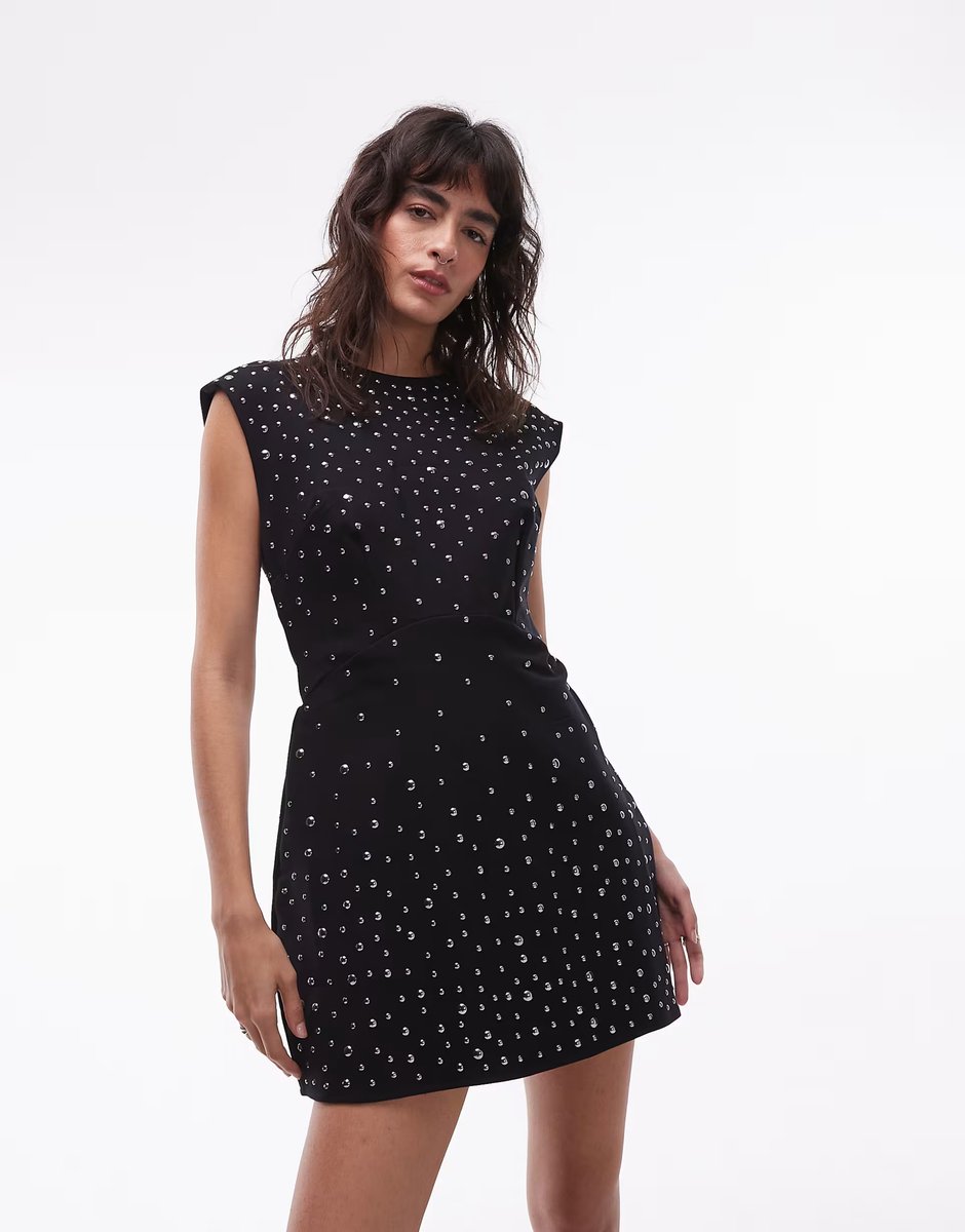 ASOS Allsaints tamara embellished mini dress in black - 4