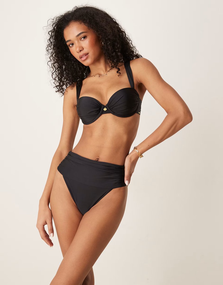 ASOS Boux Avenue Ferrara shiny ruched balconette bikini top and bottom set - 2