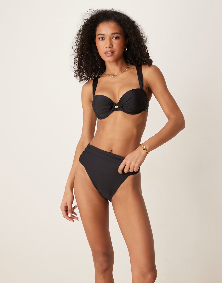ASOS Boux Avenue Ferrara shiny ruched balconette bikini top and bottom set - 3