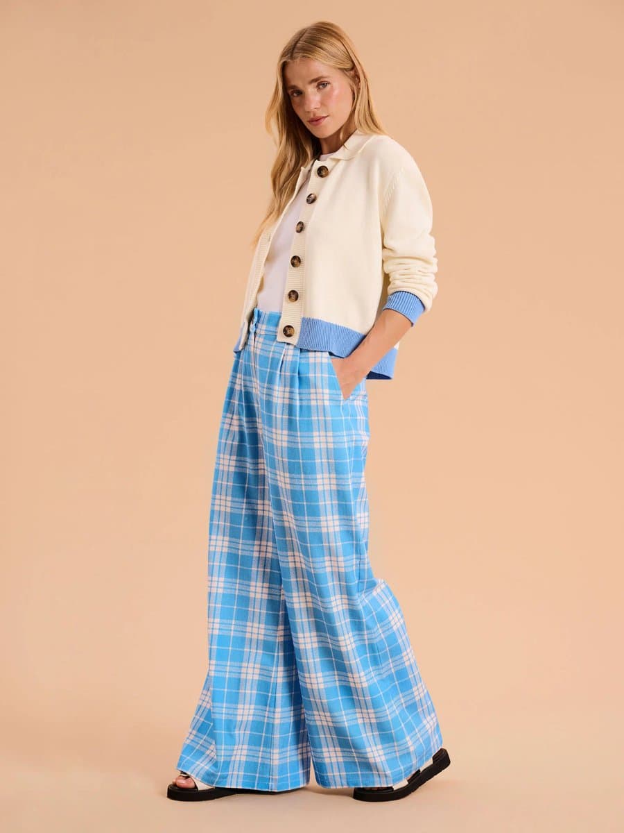 OMNES Samara Wide Leg Checked Trouser