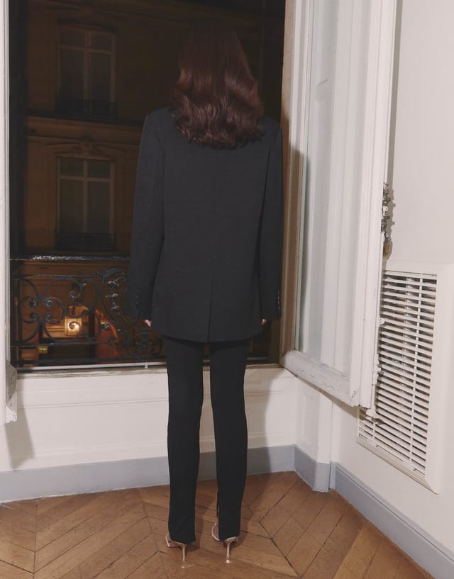 ASOS 4th & Reckless fitted split hem tailored trousers co-ord in black - 3