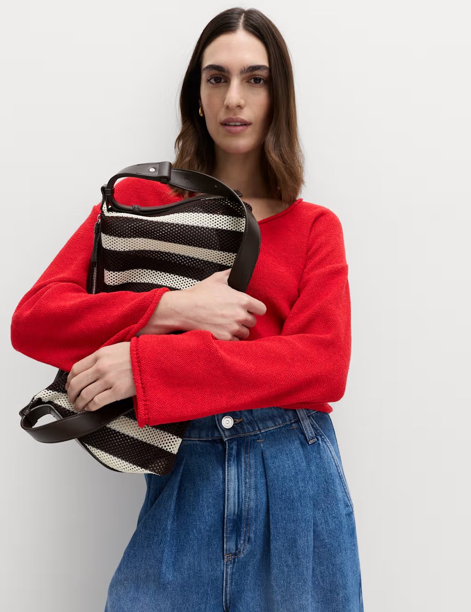 Marks & Spencer M&S Cotton Blend V-Neck Slim Fit Jumper Chilli - 4