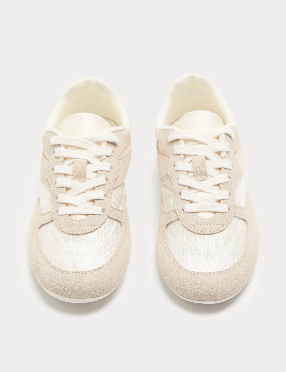 Marks & Spencer M&S Leather Mix Side Detail Retro Runner Trainers White - 1