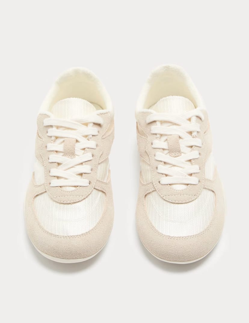 Marks & Spencer M&S Leather Mix Side Detail Retro Runner Trainers White - 1