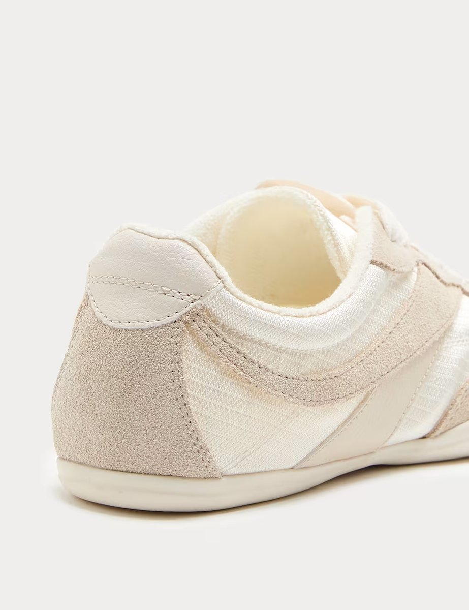 Marks & Spencer M&S Leather Mix Side Detail Retro Runner Trainers White - 2