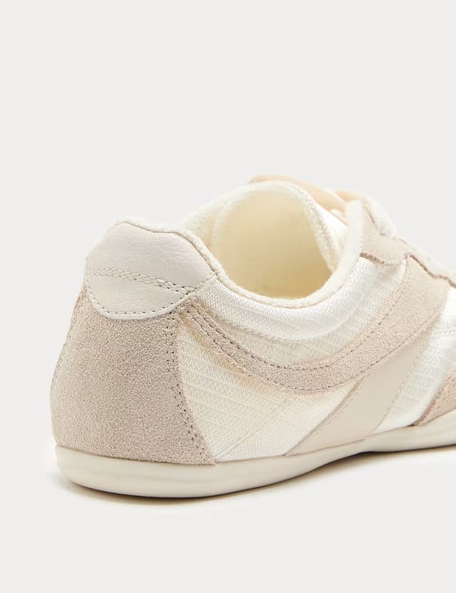Marks & Spencer M&S Leather Mix Side Detail Retro Runner Trainers White - 2
