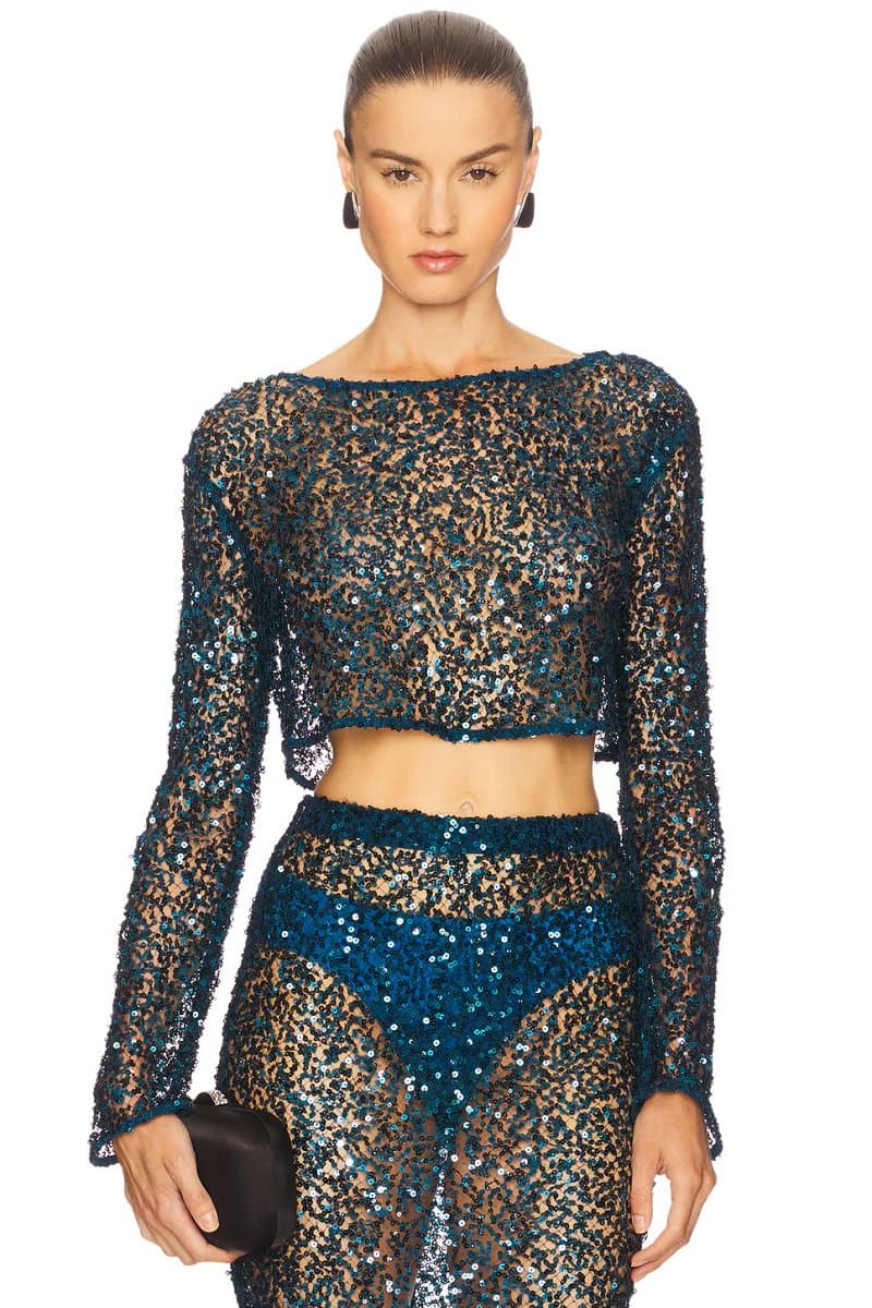 revolve Net Paillette Top