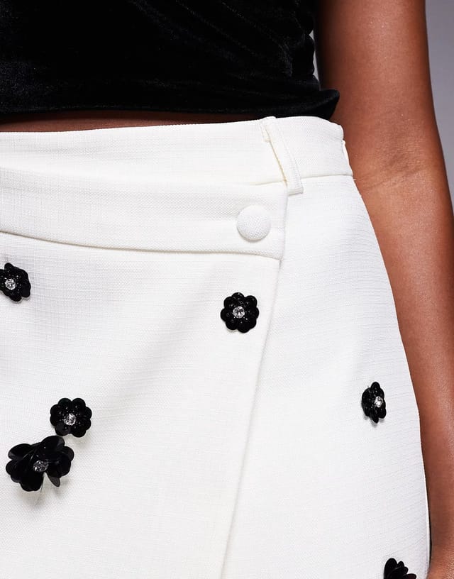 ASOS River Island embellished skort in white  - 3