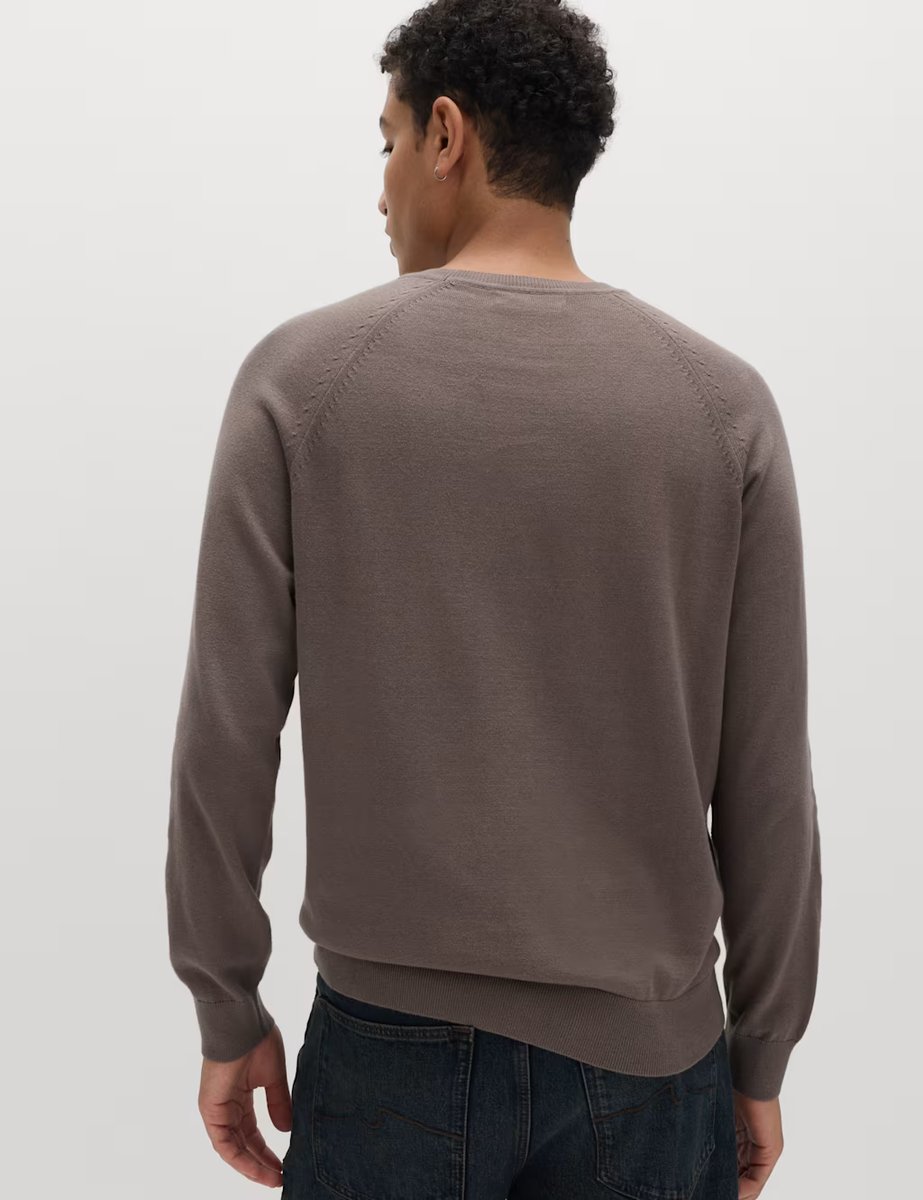 Marks & Spencer M&S Pure Cotton Crew Neck Jumper Medium Brown - 3