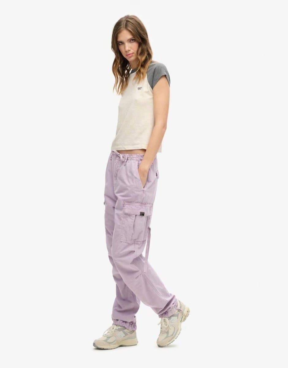 ASOS ASOS Superdry Low Rise Para Cargo Pants in Soft Lilac