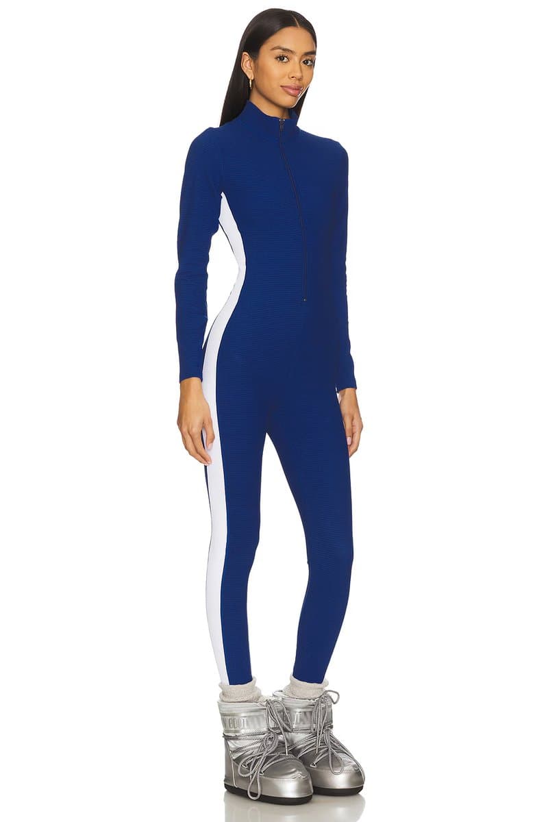 revolve Revolve Thermal Longsleeve Ski Onesie in Blue & White