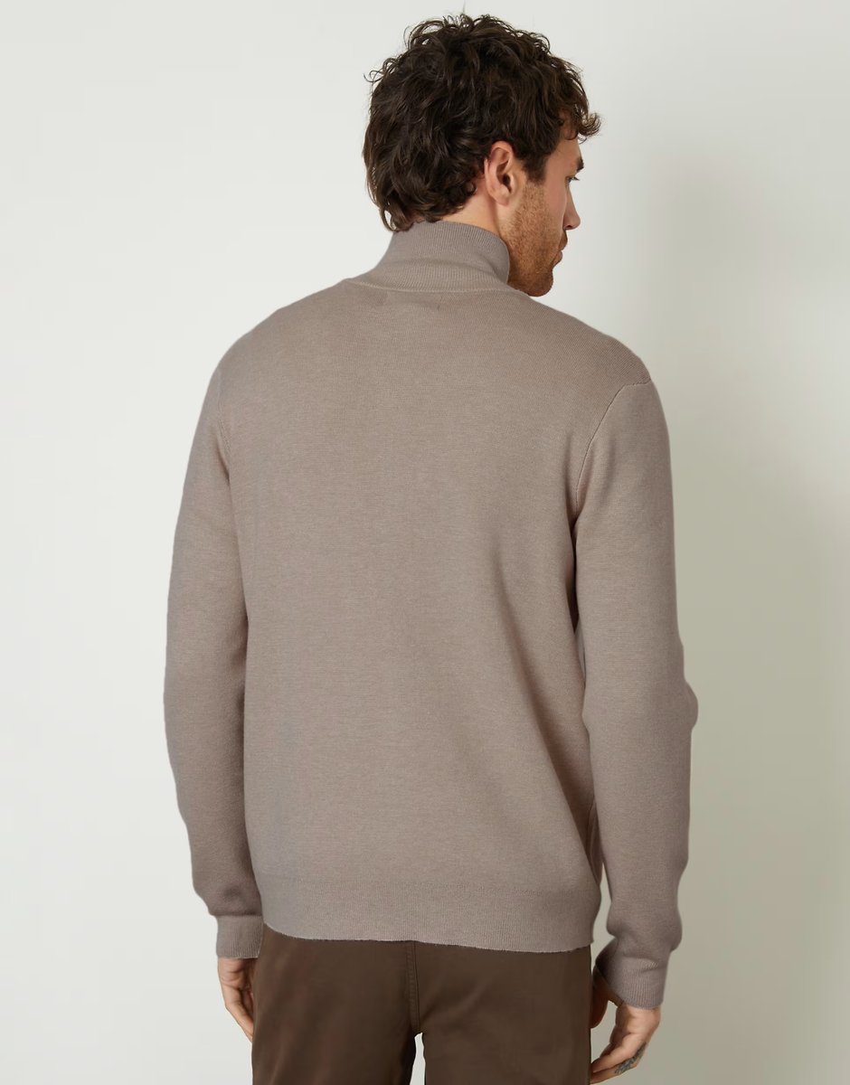 ASOS Threadbare Zip-through funnel neck knitted cardigan in taupe - 2