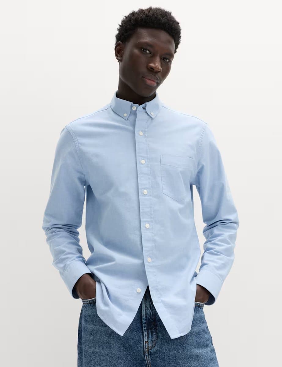 Marks & Spencer M&S Chambray Cotton Rich Stretch Oxford Shirt