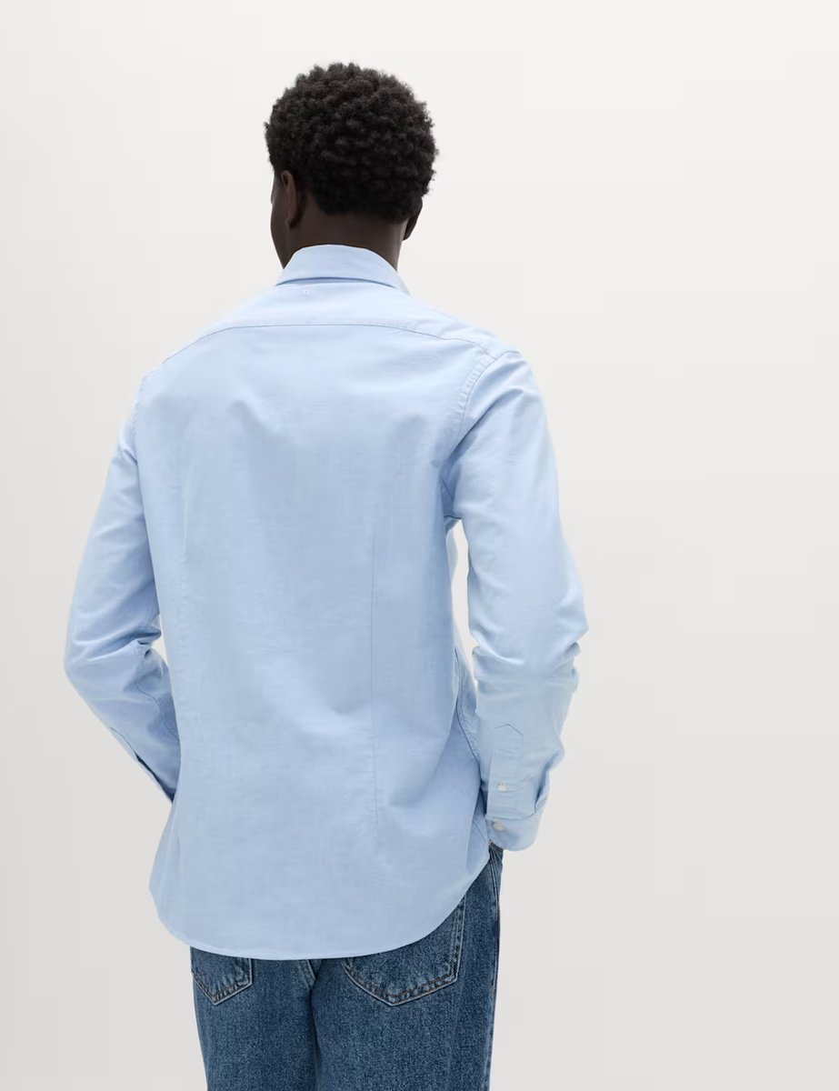 Marks & Spencer M&S Slim Fit Ultimate Cotton Rich Stretch Oxford Shirt Chambray - 3