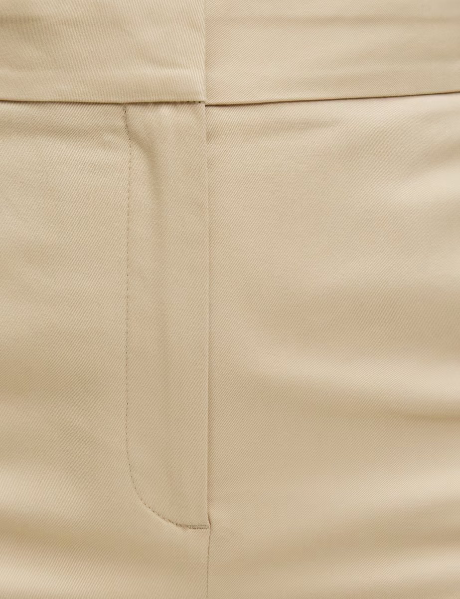 Marks & Spencer M&S Cotton Rich Straight Leg Ankle Grazer Trousers Buff - 3