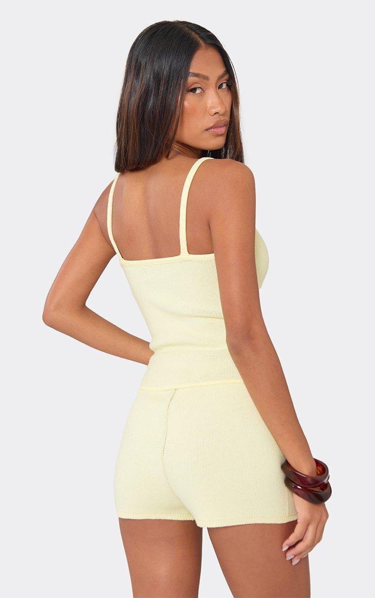 EGO Low Rise Shorts In Lemon Yellow Knit, Women's Size UK L - 2