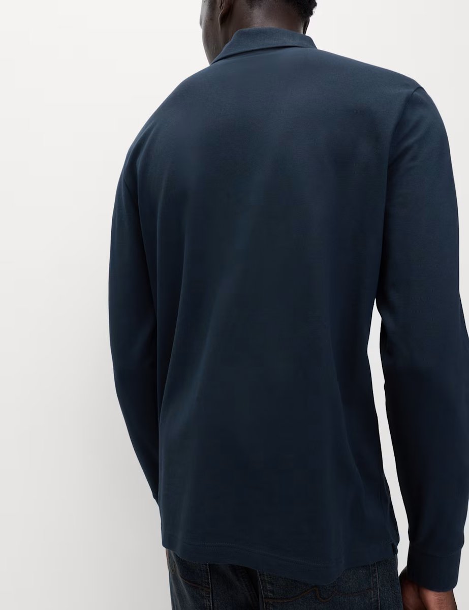 Marks & Spencer M&S Ultimate Cotton Rich Polo Shirt Navy - 3