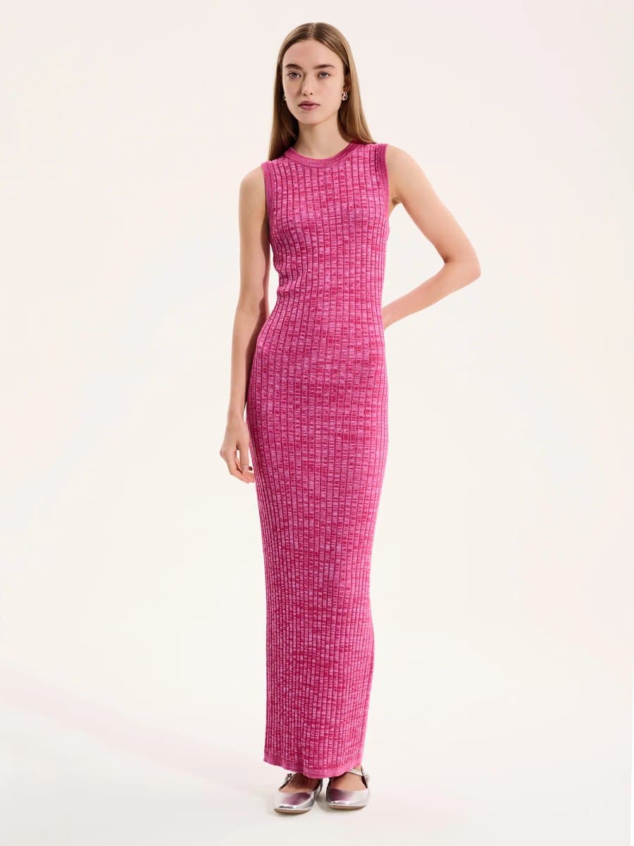 OMNES Tyler Dress in Space Dye Pink