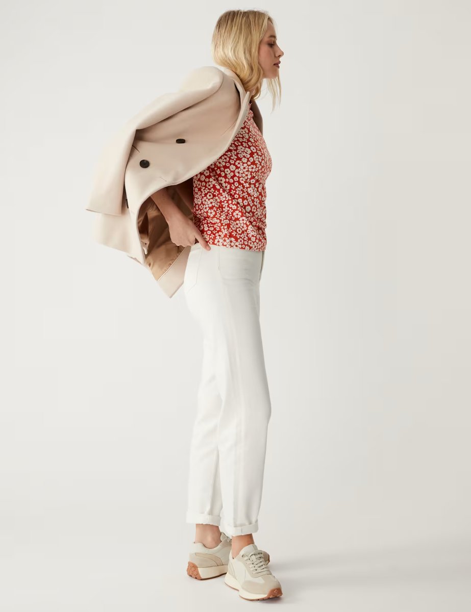 Marks & Spencer M&S Pure Cotton Printed Crew Neck T-Shirt Red Mix - 3