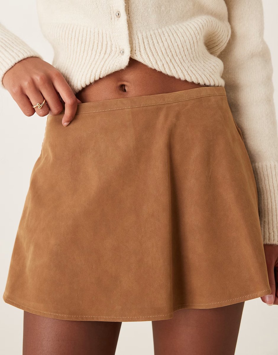 ASOS Free People Paradise found faux suede skort in caramel  - 2