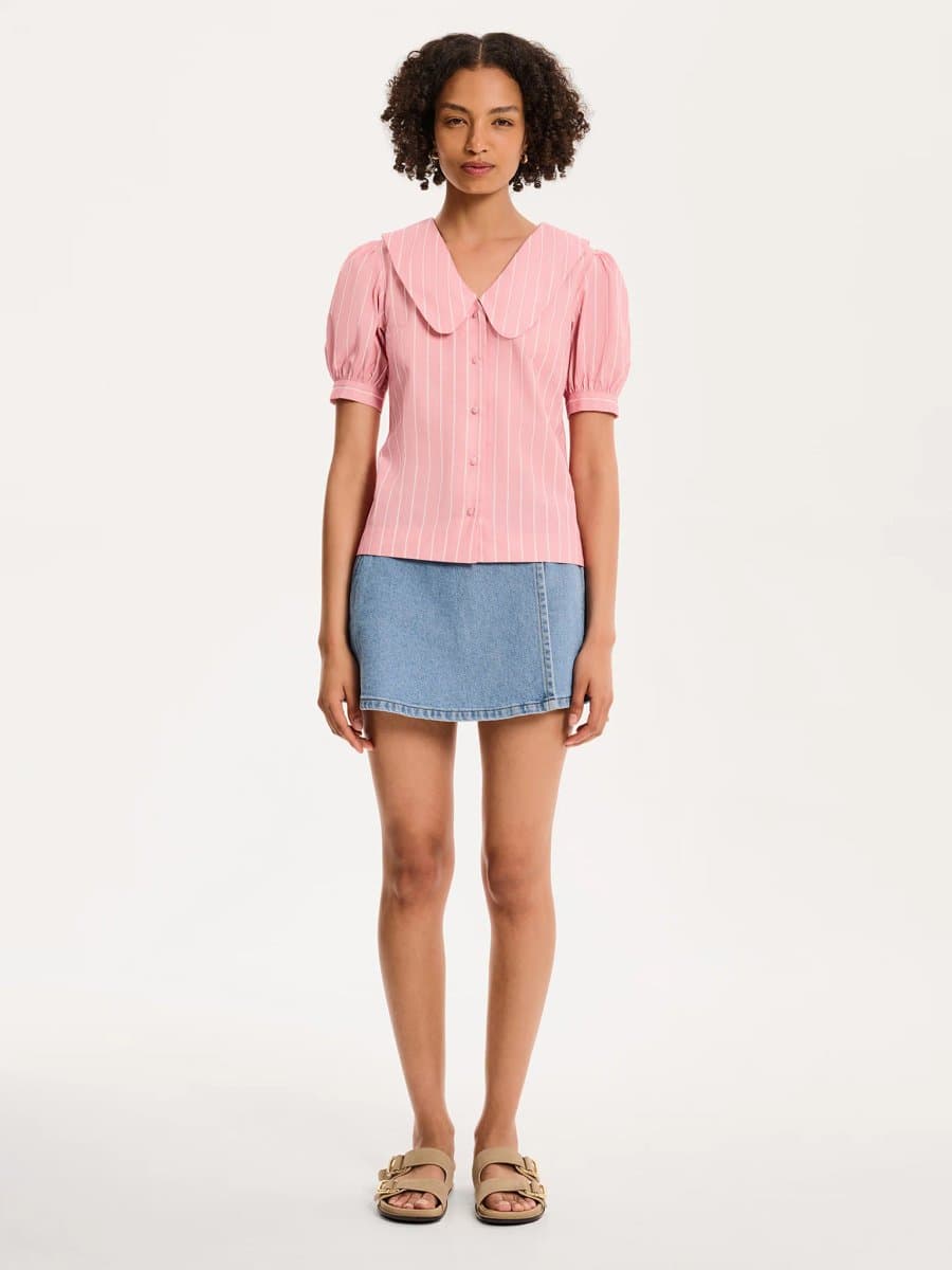 OMNES OMNES Pink Kyra Shirt with Puff Sleeves